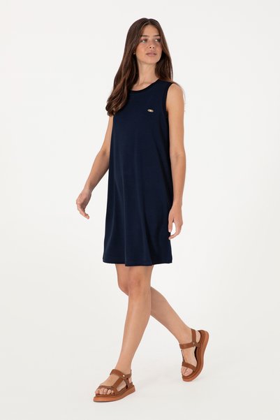 Women's Navy Blue Sleeveless Mini Length Knitted Dress 50297895-Vr033