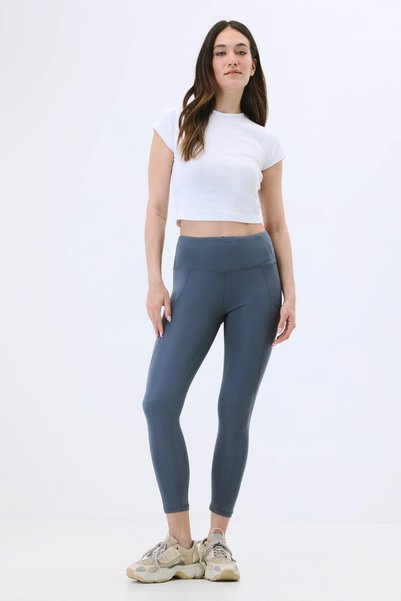 High Waist Double Pocket Recovery Plus Size Tights 9416 Smoked