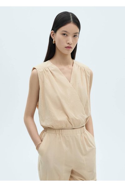 Cotton blouse with smocking detail