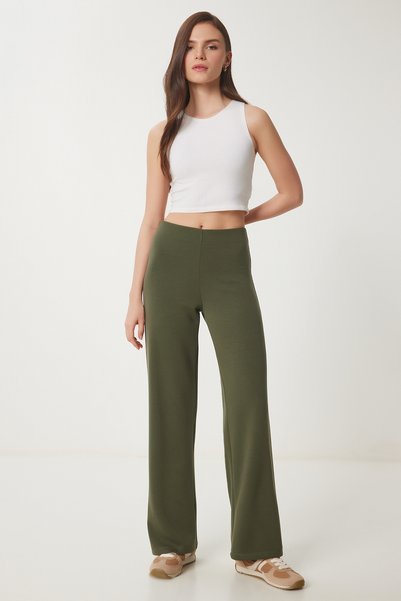 Wide Leg Modal Sweatpants Lub0093 Khaki