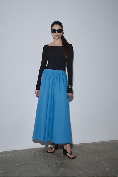 Blue Lara Flared Skirt