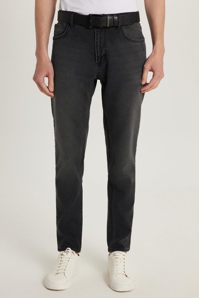 Men's Regular Fit Regular Cut Denim Washed Straight Leg Black Jean Denim Pants