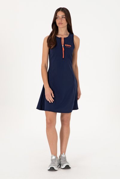 Women's Navy Blue Sleeveless Mini Length Knitted Dress 50300711-Vr033