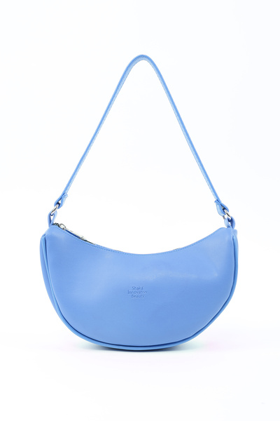 Blue Shk26 Single Compartment Faux Leather Hand and Shoulder Bag