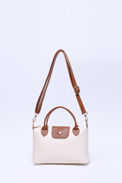 Cream - Tan Shk135 Faux Leather, Single Compartment, Double Strap Hand, Arm and Cross Shoulder Bag
