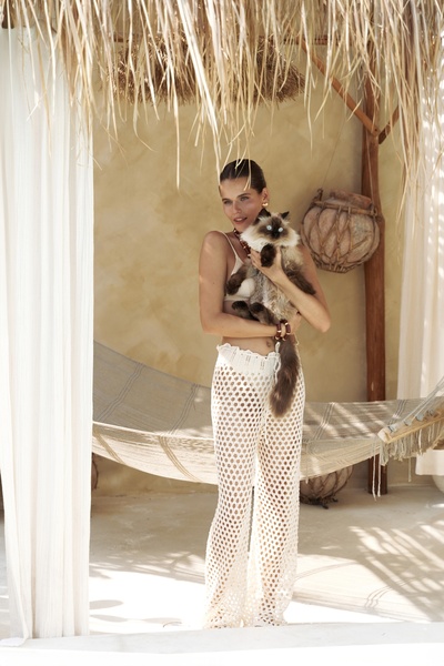 Texas Lace Beige Openwork Trousers