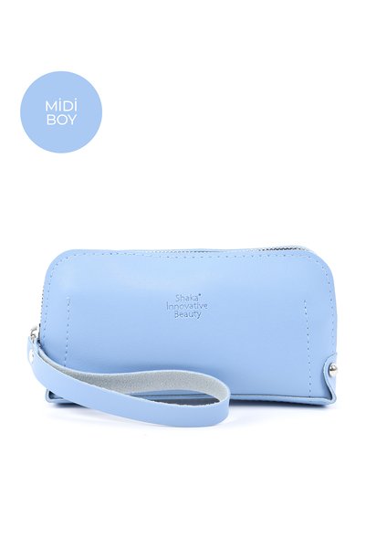 Blue Shk222 Faux Leather, Zippered, 4 Compartments, Strap Phone Wallet and Handbag