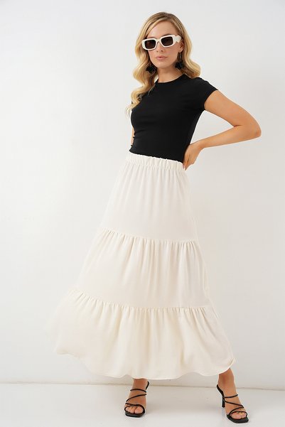 Women's Ayrobin Long Skirt 8048 - Cream