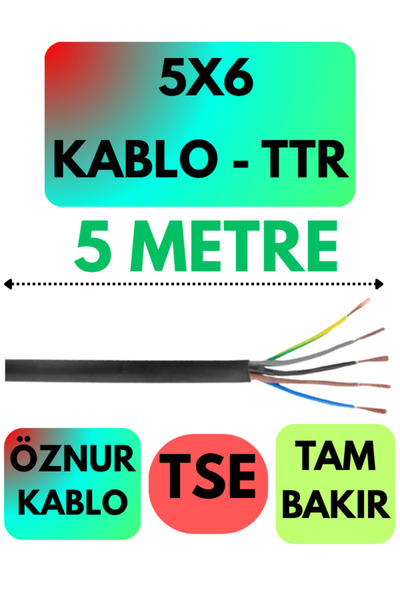 Öznur 5X6 TTR кабел (црн) 5 МЕТРИ