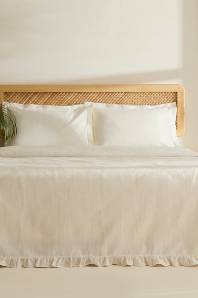 Maye 100% Cotton Ruffled Single Single Pique White