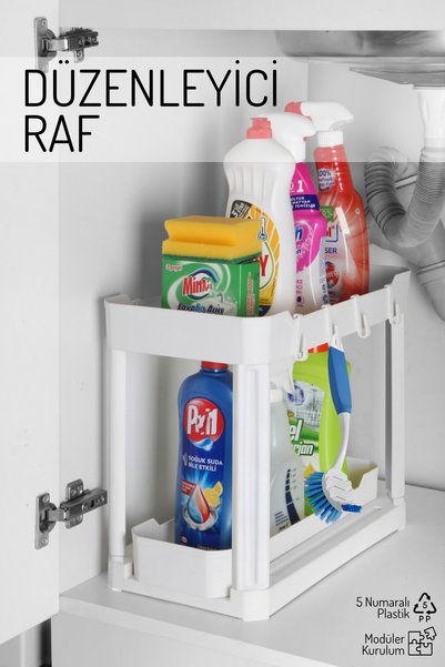 Two-Tier Functional Organizer – Cabinet, under Sink, Countertop White