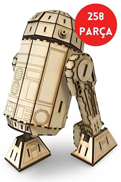 Дрвена сложувалка R2D2 со Star Wars тематика - хоби и декоративна сложувалка - 3D модел на робот