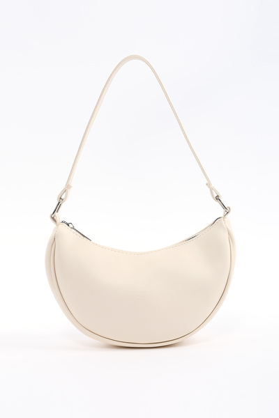 Cream Shk26 Single Compartment Faux Leather Hand and Shoulder Bag