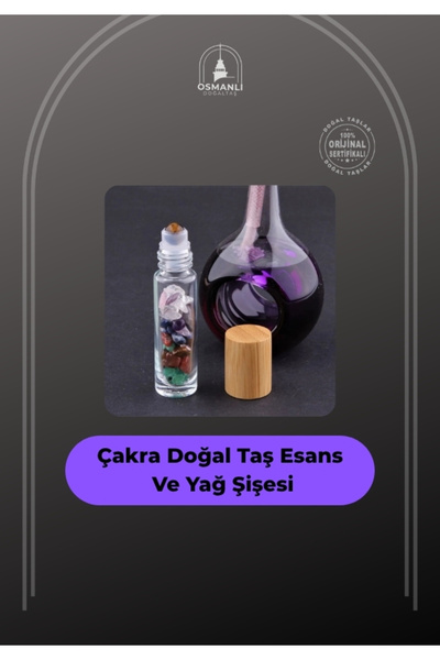 Сертифицирано шише за есенција и масло од природен камен за чакри - 150 Ml, 8 Cm бамбусов капак - Eyş016