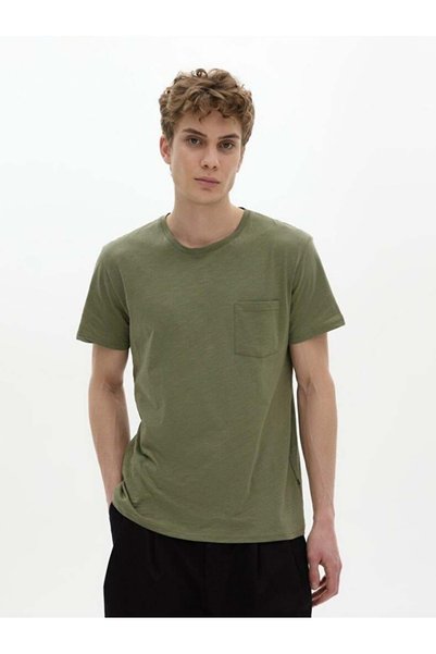 Basic Crew Neck Short Sleeve Regular Green T-shirt