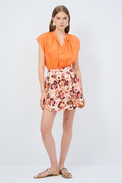 Pleated Patterned Skirt