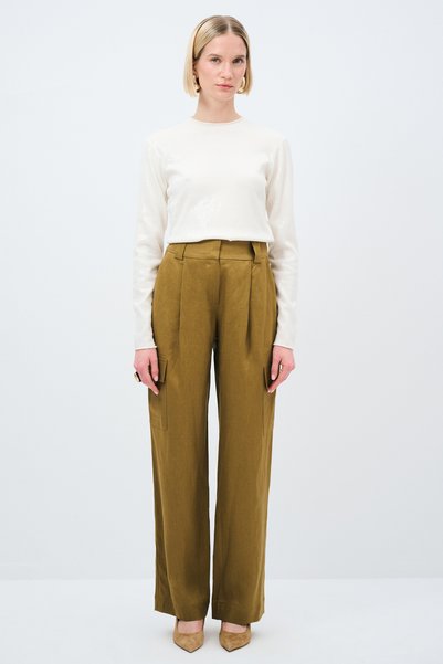 Cargo Pocket Linen Trousers