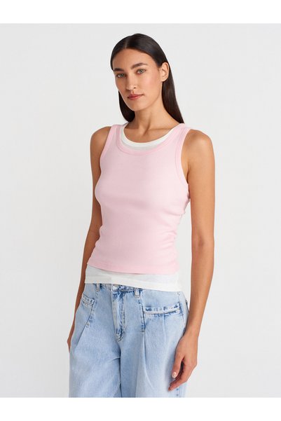 31870 100% Cotton Double Layer Top-Dust Pink