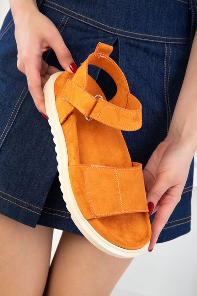 Orange Suede Women's Sandals 20696