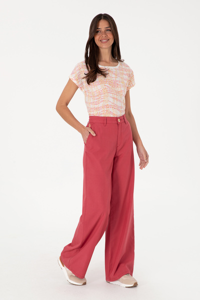 Women's Cherry Canvas Loose Fit Trousers 50309122-Vr223