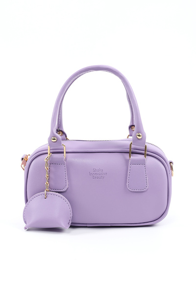 Lila Shk207 Faux Leather Charm Detailed Zippered Hand, Arm and Shoulder Bag with Strap