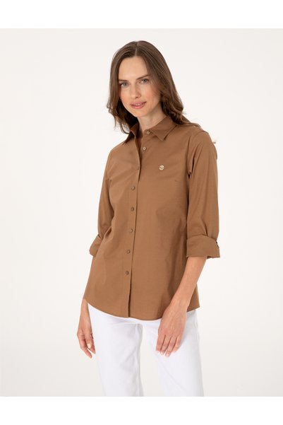 Camel Slim Fit Long Sleeve Shirt 50313589-Vr015