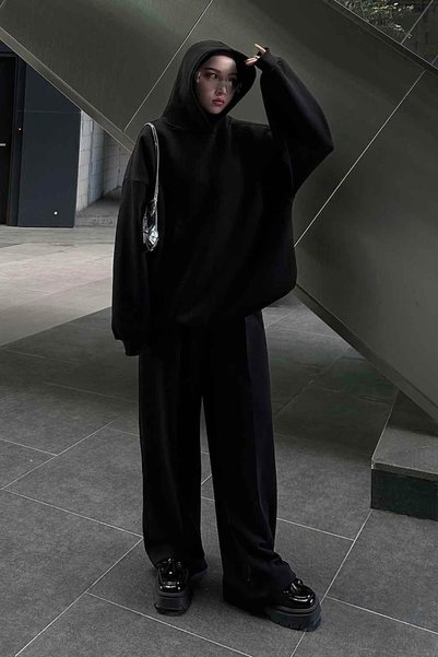 Hooded Casual Sweatshirt Black