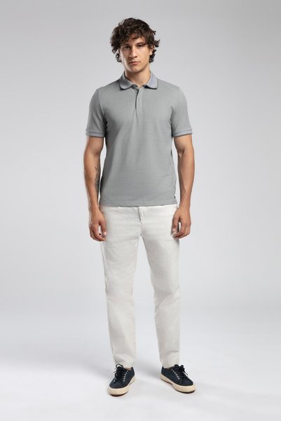 Zarse 1 Normal Waist Tapered Cut Narrow Leg 100% Cotton Ecru Men's Trousers