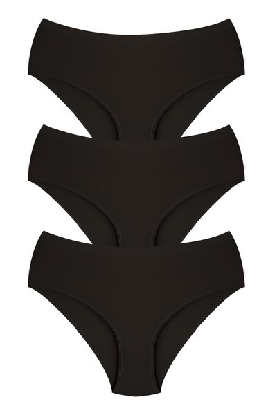 Cotton High Waist Gathering Women's Bikini Panties 3 Pack - 2