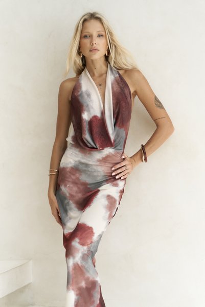 Galagher Degaje Burgundy Long Dress