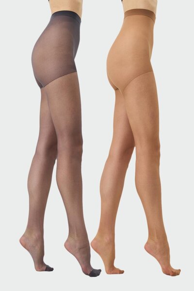Thin 15 Denier 2-Piece Pantyhose Bronze/Red Black
