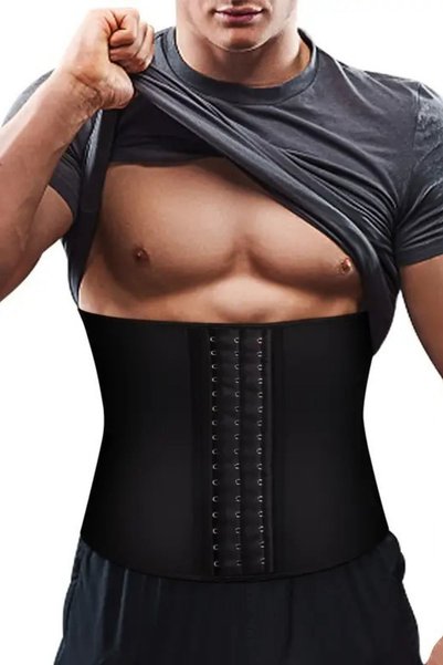 Fogliano Model Waist Support Firming 3 Stage Strapless Latex Corset Black Color