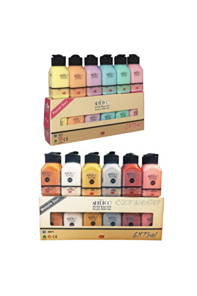 Акрилна боја 6x75 ml метални бои + 6x75ml пастелни бои сет