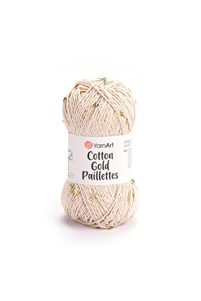 COTTON GOLD PAILLETTES - ПРЕДИВО ЗА ПЛЕТЕЊЕ КРЕМ-7104