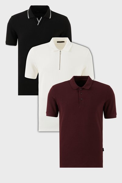 Cotton Regular Fit 3-Pack Polo Collar T-Shirt Men's POLO COLLAR T-SHIRT 59029641527S3