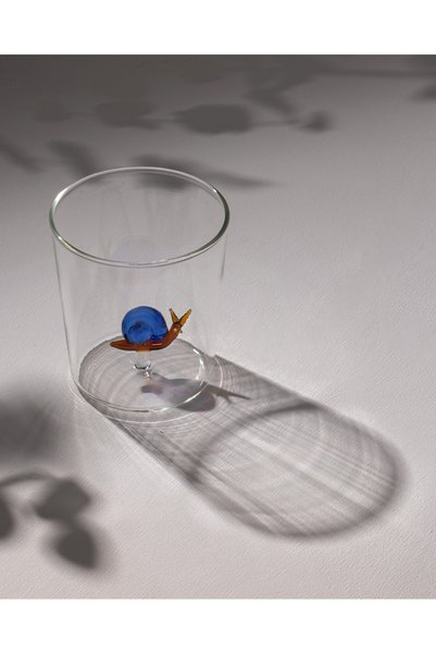 Violet Borosilicate Glass Cup - Yellow/Blue - 350 ml