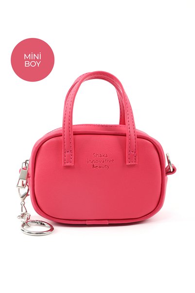 Fuchsia Shk210 Faux Leather Single Compartment Zippered Handbag and Charm Bag Accessory