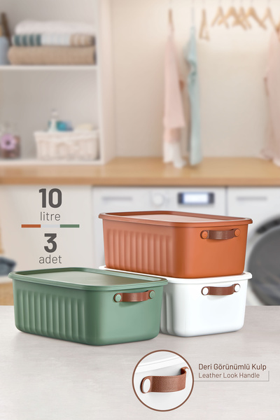 Boxify Mix 10 Lt 3 парчиња повеќенаменска кутија со капак, декоративна кутија за складирање, организатор