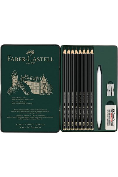 Pitt Graphite Matt Graduated Pencil Sketch Drawing Charcoal Set 11 Pieces Metal Box