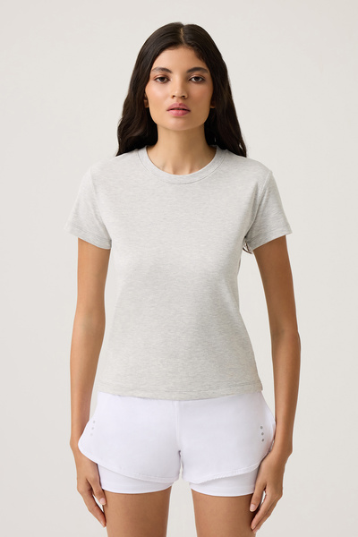 Gray Straight Cut T-Shirt Regular T-Shirt