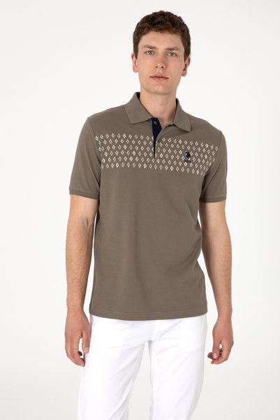 Men's Regular Fit Polo Neck Mink T-Shirt 50306798-Vr052
