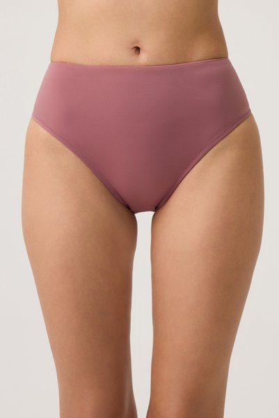 Burgundy High Waist Bikini Bottom Sporty Bottom