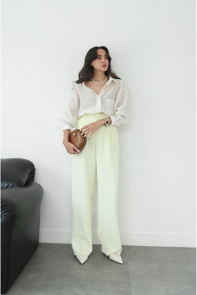 Light Yellow Lima Palazzo Trousers