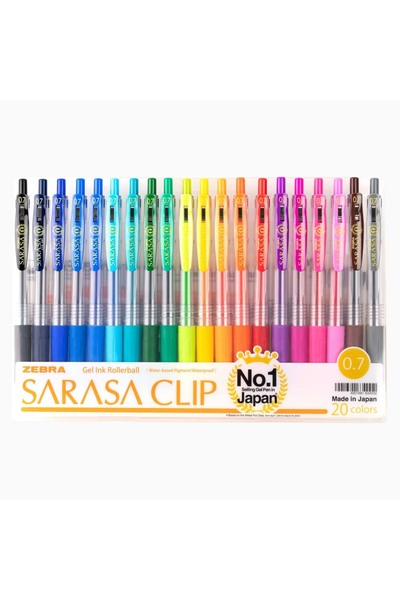 Sarasa Clip 20 бои 0.7mm гел - сет ролер пенкала во блистер