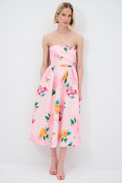 Mert Aslan Strapless Patterned Dress