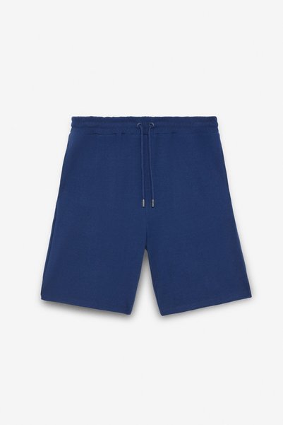 Matsen Men's Relaxed Navy Blue Shorts with Elastic Waist and Side and Back Pockets