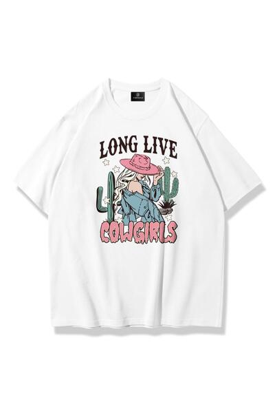 Unisex Long Live Cowgirls Tshirt White