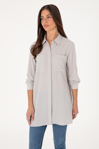 Women's Light Gray Long Sleeve Tunic Shirt 50307672-Vr001