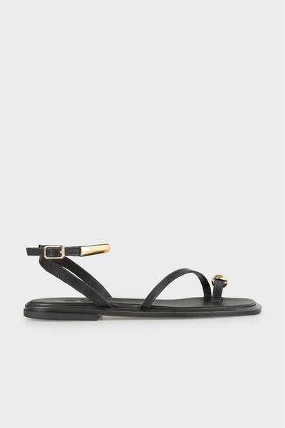 Black Leather Women's Sandals