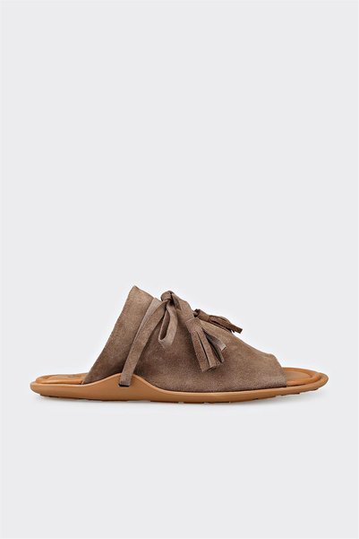 Mink Leather Women's Flat Slippers